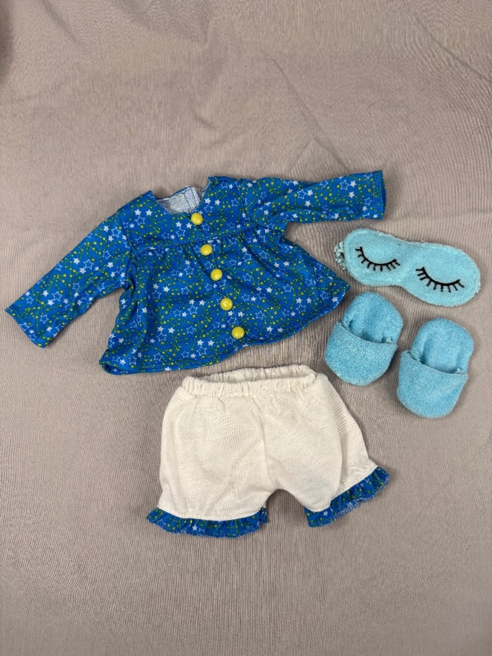Outfit for 18” Doll – Starry Bedtime Pajamas Set w/ Eye Mask